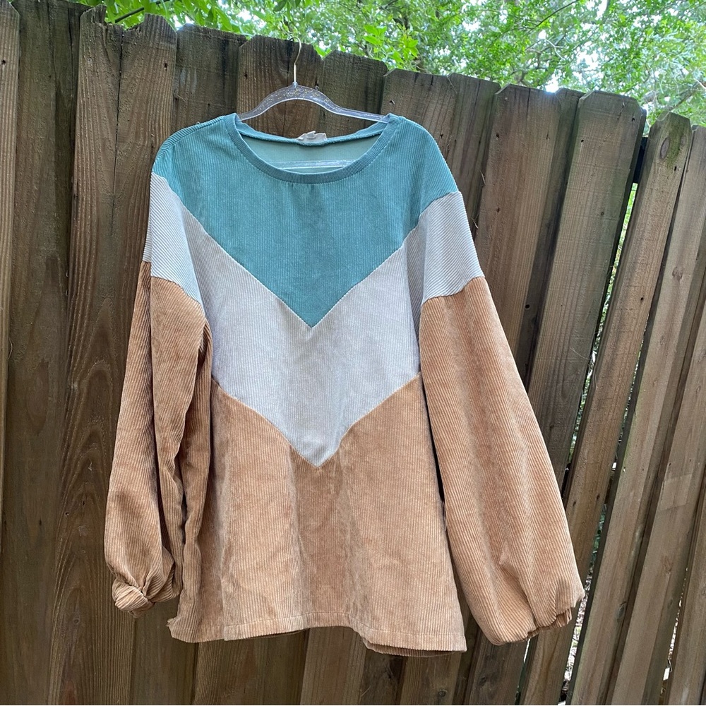 Entro Colorblock Corduroy Top